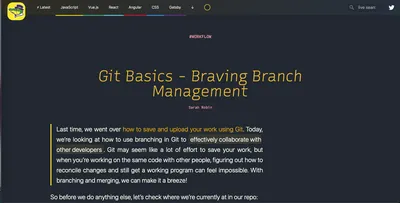 A screenshot of the third article in the git basics series on Alligator.io