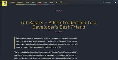 A screenshot of the first article in the git basics series on Alligator.io